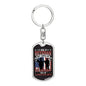 Gift For Veteran Dog Tag Keychain with patriotic design and inspirational veteran message