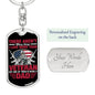 Gift For Veteran Dog Tag Keychain with patriotic design and customizable engraving on the back