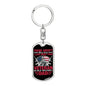Gift For Veteran Dog Tag Keychain with patriotic design and dad message on black background