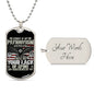 Gift For Veteran Dog Tag Necklace with patriotic eagle design and customizable engraved back