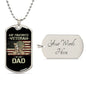 Gift For Veteran Dog Tag Necklace with American flag and military boots design, customizable back