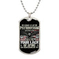 Gift For Veteran Dog Tag Necklace with patriotic eagle design and bold statement text by Someone Said Gift