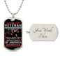 Gift For Veteran Dog Tag Necklace with patriotic design and customizable engraved backplate