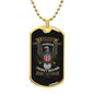 Gift For Veteran Dog Tag Necklace with gold chain and eagle emblem for Army veterans