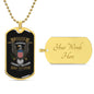 Gift For Veteran Dog Tag Necklace with army veteran eagle design and customizable engraved back