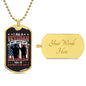 Gift For Veteran Dog Tag Necklace with patriotic design and customizable engraved backplate