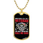 Gift For Veteran Dog Tag Necklace with skull design and patriotic text for dads