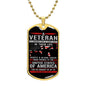 Gift For Veteran Dog Tag Necklace by Someone Said Gift with patriotic design and gold chain