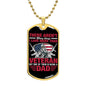 Gift For Veteran Dog Tag Necklace with patriotic design and inspirational message for veteran dads