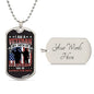 Gift For Veteran Dog Tag Necklace with American flag and customizable engraved back
