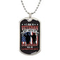 Gift For Veteran Dog Tag Necklace with patriotic design and inspiring enlistment message