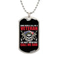 Gift For Veteran Dog Tag Necklace with skull design and patriotic message for dads
