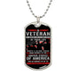 Gift For Veteran Dog Tag Necklace with patriotic design and inspiring United States of America message