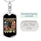 Gift for Wife Dog Tag Keychain with My Favorite Veteran Is My Wife design and customizable back engraving