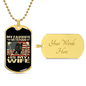 Gift for Wife Dog Tag Necklace with My Favorite Veteran Is My Wife design and customizable back