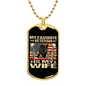 Gift for Wife Dog Tag Necklace with favorite veteran is my wife design and American flag