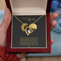 Gift for Wife Forever Love Necklace with gold heart pendant and diamond in red velvet box