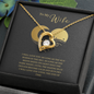 Gift for Wife Forever Love Necklace gold heart pendant with crystal and chain in black gift box