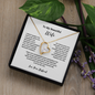 Gold heart necklace with crystal pendant in gift box with romantic message, perfect gift for wife