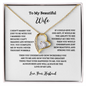 Gold heart-shaped necklace with clear stone gift for wife in ShineOn Fulfillment box with love message