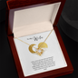 Gold Love Knot Necklace gift for wife Love Knot Necklace in a wooden jewelry box with a love message