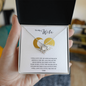 Gift for wife Love Knot Necklace in silver displayed in a ShineOn Fulfillment box with love message