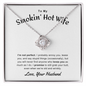 Gift for Wife Love Knot Necklace with sparkling crystals on silver chain in gift box from ShineOn Fulfillment