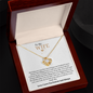 Gold heart pendant necklace in wooden box gift for wife Necklace with romantic message card