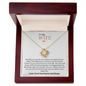 Gold necklace with heart-shaped pendant in wooden gift box with romantic message gift for wife Necklace