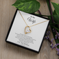 Gold heart-shaped gift for wife necklace with crystal pendant in a ShineOn Fulfillment box