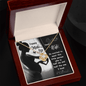 Gift for wife Necklace with gold floral pendant in a wooden box with a heartfelt Mother's Day message