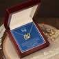 Gift for Wife Necklace with gold intertwined hearts in a red wooden box from ShineOn Fulfillment