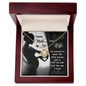 Gift for wife Necklace with gold heart pendant and clear stone in a wooden box for Mother's Day