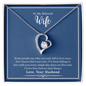 Gift for Wife Necklace with heart pendant and crystal on silver chain in blue ShineOn Fulfillment box