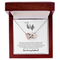 Gift for Wife necklace heart with two interlocking hearts in silver and rose gold in a wooden box