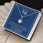 Gift for Wife Necklace with round crystal pendant in silver setting presented in a blue ShineOn Fulfillment box