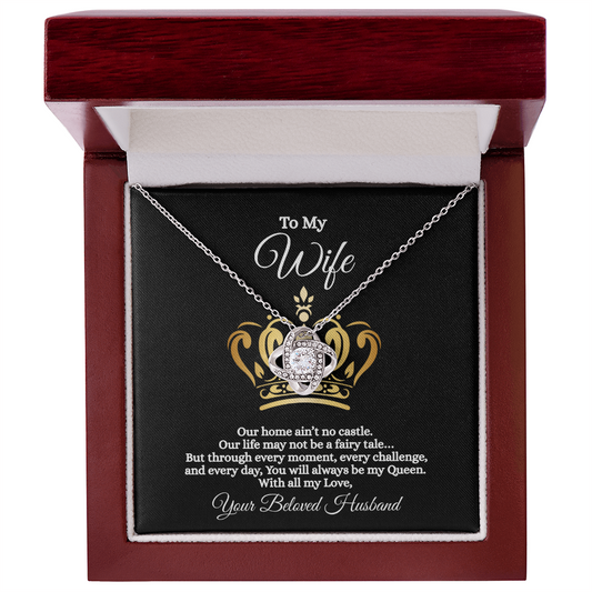 Gift for Wife Necklace in silver heart design with gift box and loving message from husband
