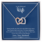 Gift for Wife Necklace with interlocking rose gold and silver hearts on a silver chain