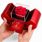 Gift for Wife Necklace with Heart Box featuring a silver heart pendant and red rose in a red gift box