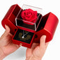 Gift for Wife Necklace with Red Heart Box featuring a silver heart pendant and a red rose in a clear cover