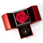 Gift for Wife Necklace with Red Heart Box featuring a red rose and gold necklace with a sparkling pendant