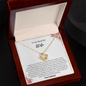Gold heart pendant necklace in wooden box with romantic message, perfect gift for wife on christmas