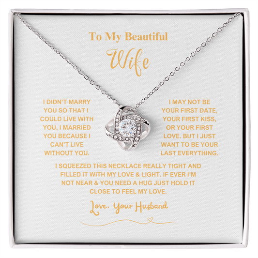 ShineOn Fulfillment elegant necklace featuring a sparkling knot pendant gift for wife in a message box