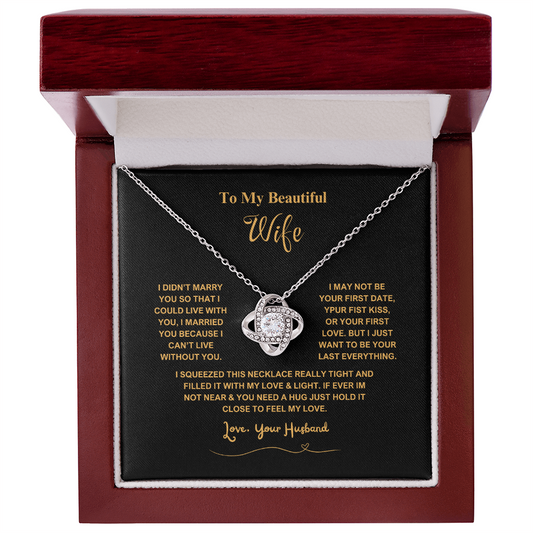ShineOn Fulfillment silver necklace in wooden gift box with heartfelt message, perfect gift for wife