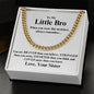 Gold chain necklace gift for your brother with inspirational message from sister in white box