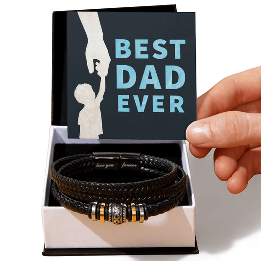 Someone Said Gift black braided bracelet with metal accents in gift box best gift idea for a dad