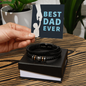 Someone Said Gift black braided bracelet on box with Best Dad Ever card gift idea for a dad