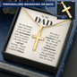 Gold cross necklace gift idea for a dad with personalized engraving in Someone Said Gift box