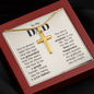 Gold cross necklace gift idea for a dad with a heartfelt message in a red presentation box
