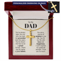 Gold cross necklace in a gift box with engraved message for dad gift idea for a dad